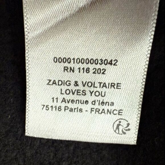 Zadig & Voltaire Black Crewneck Sweatshirt Upper Camo Strass 'Rock' Design Med - Picture 10 of 11